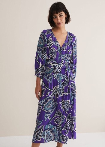 Phase Eight Erin Paisley Dress Purple USA | 4280793-ZL